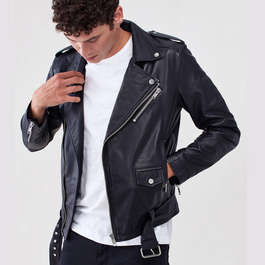 Men Black Biker Jacket