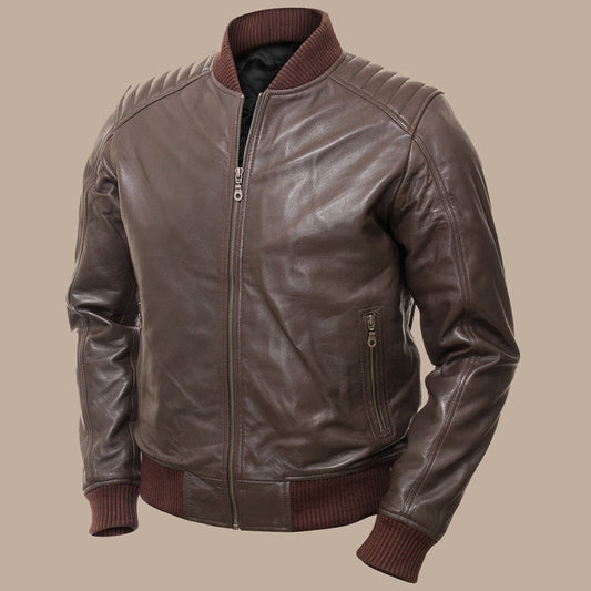 Mens Dark Brown Bomber Jacket