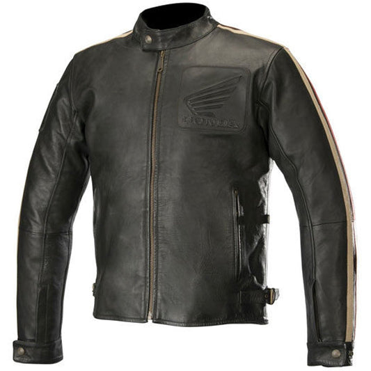 Mens Honda Retro Vintage Leather Biker Jacket