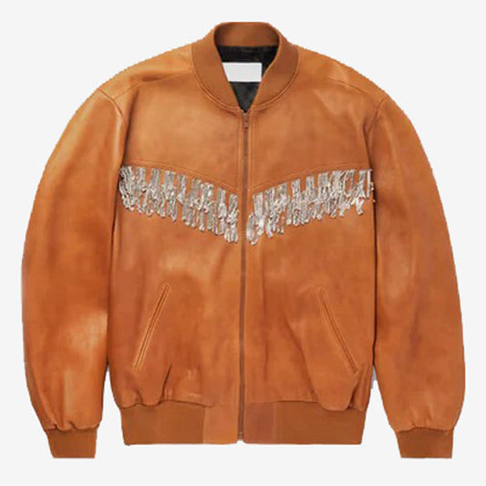 New Brown Cowboy Style Fringes Leather Jacket for Men