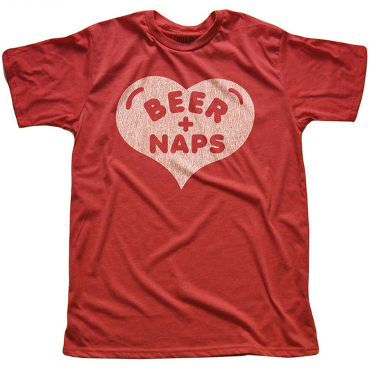 Men's Beer + Naps Funny Holiday Party Graphic T-Shirt | Retro Drinking Tee | Solid Threads