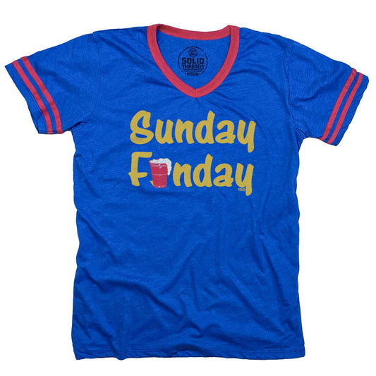 Men's Sunday Funday Vintage Graphic V-Neck Tee | Funny Drinking T-shirt | Solid Threads