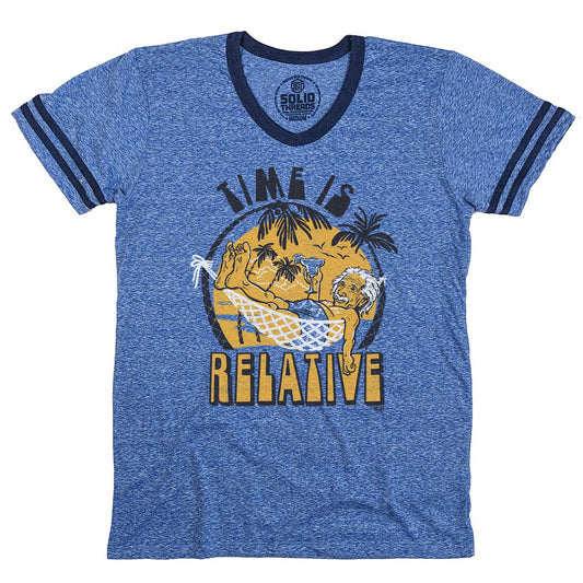 Men's Time is Relative Vintage Graphic V-Neck Tee | Funny Albert Einstein T-shirt | Solid Threads