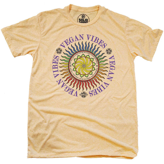 Men's Vegan Vibes Cool Vegetarian Graphic T-Shirt | Vintage Hippie Tee | Solid Threads