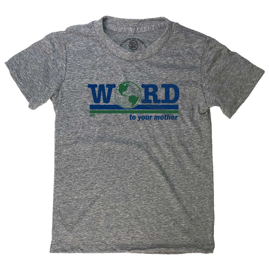 Kids Word To Your Mother Retro Graphic T-Shirt | Funny Environmentalism Triblend Tee | Solid Threads