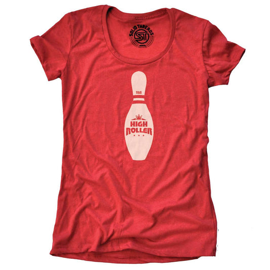Women's High Roller Vintage 420 Graphic T-Shirt | Funny Stoned Bowling Tee | Solid Threads