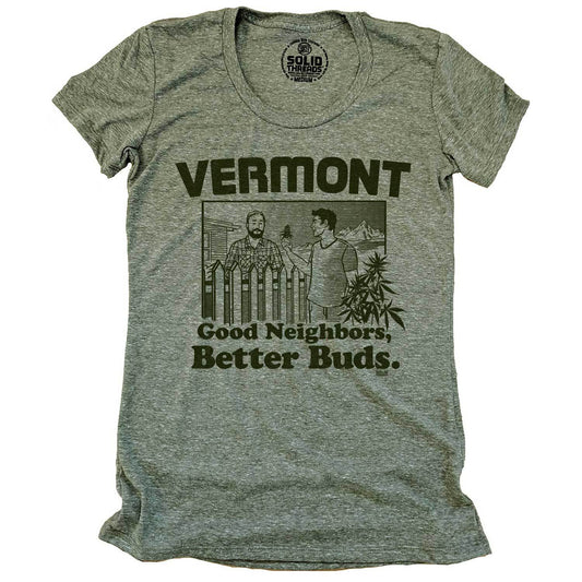 Women's Vermont Better Buds Vintage Graphic Tee | Funny Marijuana T-shirt | Solid Threads