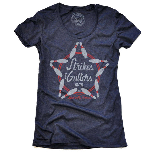 Women's Strikes & Gutters Vintage Movie Graphic T-Shirt | Funny Big Lebowski Tee | Solid Threads