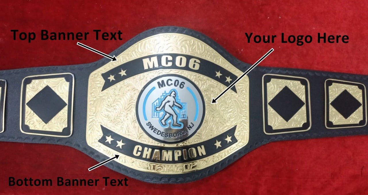 Custom Name and MC 06 Swedesboro NJ Logo Wrestling Championship Belt - Customize Wrestling Belts Wrestling Customize Beltposhleathers - 14b7Black2mm BrassDesign 5Custom Name and MC 06 Swedesboro NJ Logo Wrestling Championship Belt - Customize Wrestling BeltsWrestling Customize Beltposhleathers - 14b7
