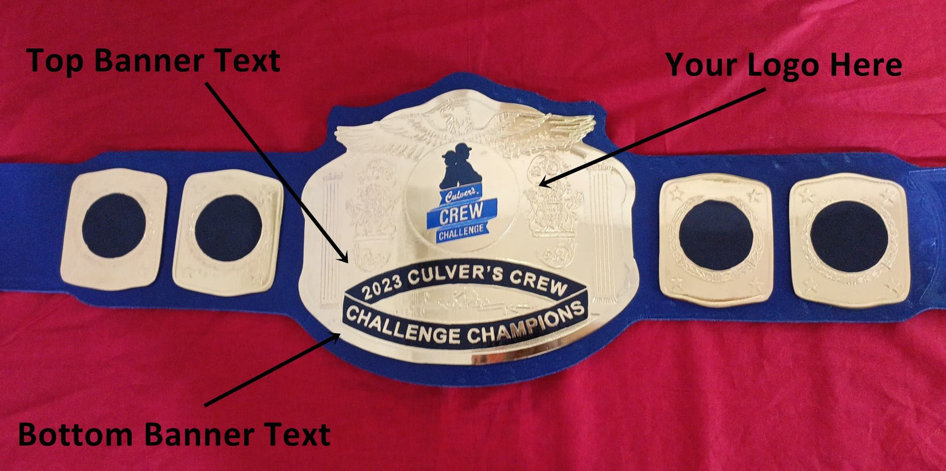 Custom Name and Crew Culvers Challenge Logo Wrestling Championship Belt - Customize Wrestling Belts Wrestling Customize Beltposhleathers - 14b7Black2mm BrassCustom Name and Crew Culvers Challenge Logo Wrestling Championship Belt - Customize Wrestling BeltsWrestling Customize Beltposhleathers - 14b7