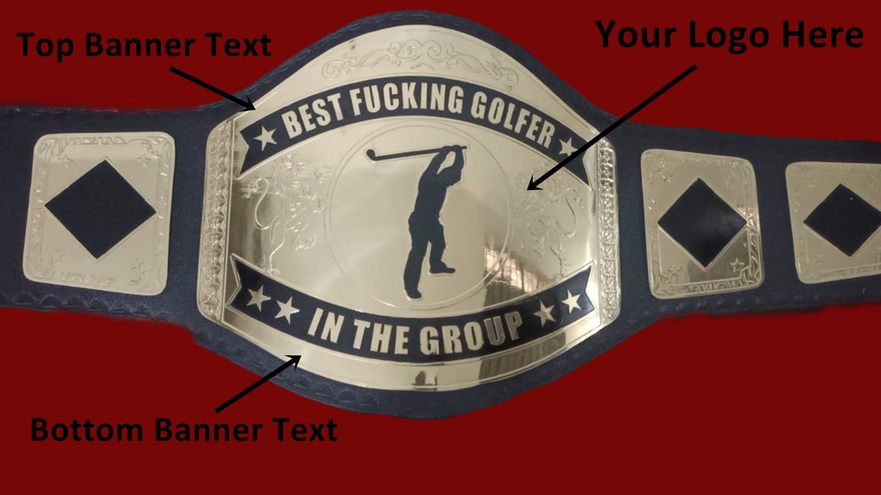 Custom Name and Golf Player Logo Wrestling Championship Belt - Customize Wrestling Belts Wrestling Customize Beltposhleathers - 14b7Black2mm BrassDesign 5Custom Name and Golf Player Logo Wrestling Championship Belt - Customize Wrestling BeltsWrestling Customize Beltposhleathers - 14b7