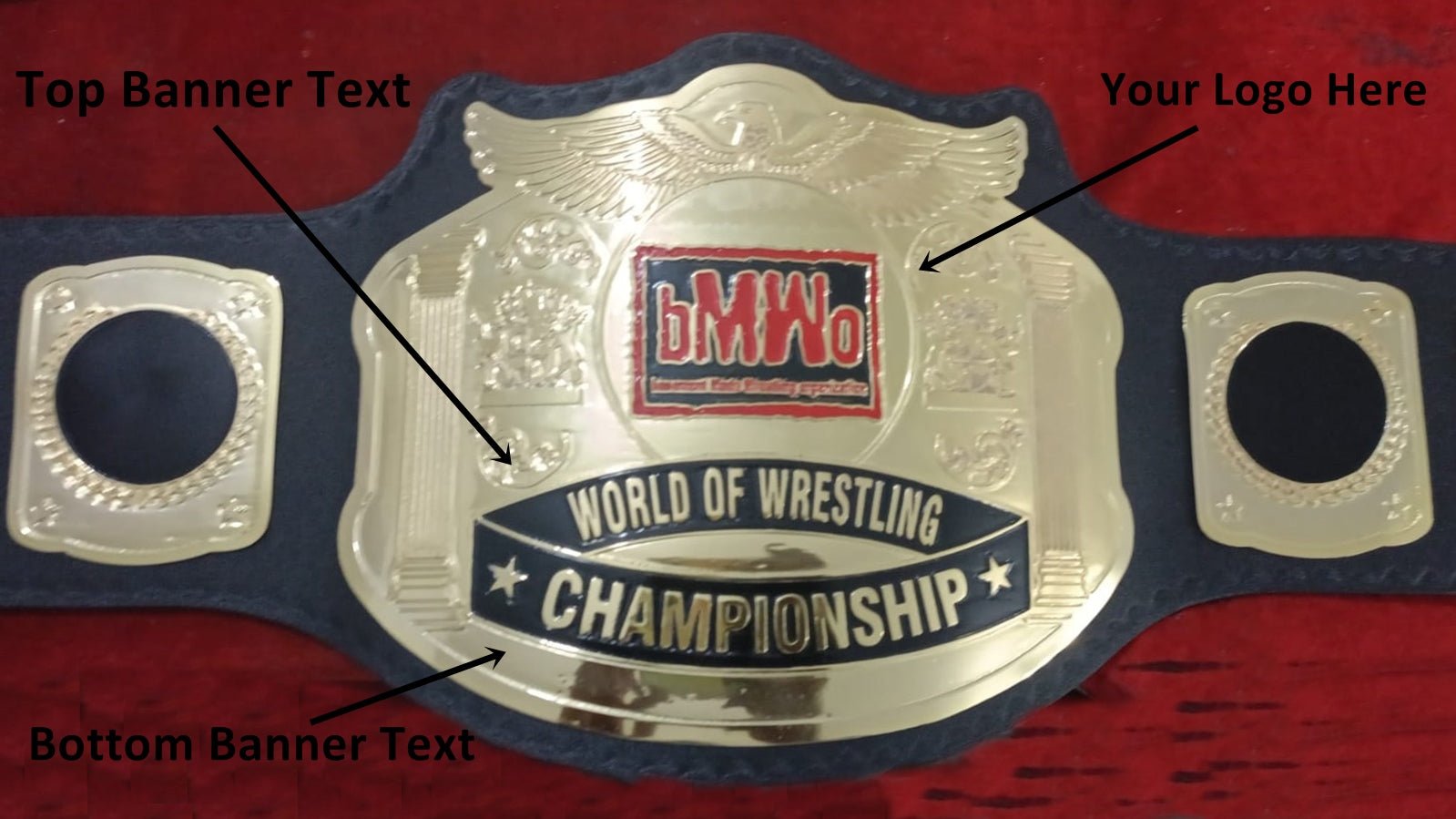 Custom BMWO Wrestling Championship Belt - Customize Wrestling Belts Wrestling Customize Beltposhleathers - 14b7Black2mm BrassCustom Name and BMWO Logo Wrestling Championship Belt - Customize Wrestling BeltsWrestling Customize Beltposhleathers - 14b7
