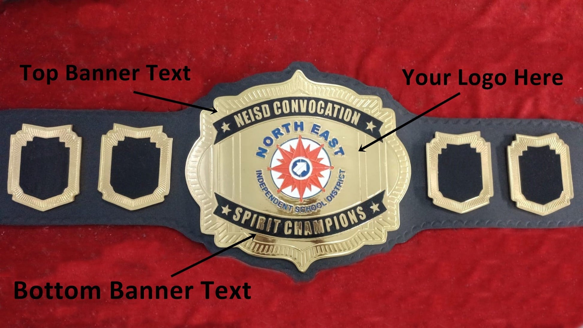 Custom Name and North East Independent School District Logo Wrestling Championship Belt - Customize Wrestling Belts Wrestling Customize Beltposhleathers - 14b7Black2mm BrassDesign 5Custom Name and North East Independent School District Logo Wrestling Championship Belt - Customize Wrestling BeltsWrestling Customize Beltposhleathers - 14b7