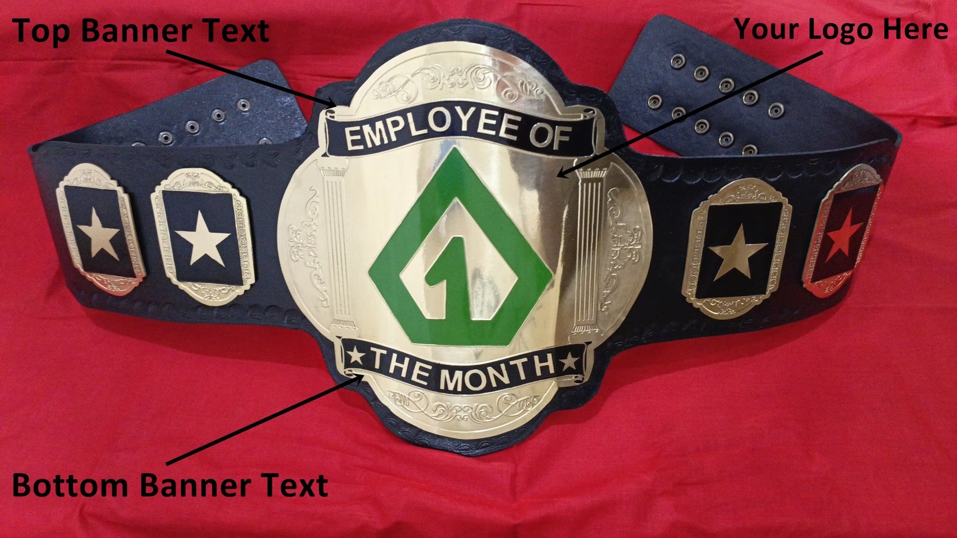 Employee of The Month championship Belt - Customize Wrestling Belts Wrestling Customize Beltposhleathers - 14b7Black2mm BrassCustom Name and One Triangle Logo Wrestling Championship Belt - Customize Wrestling BeltsWrestling Customize Beltposhleathers - 14b7