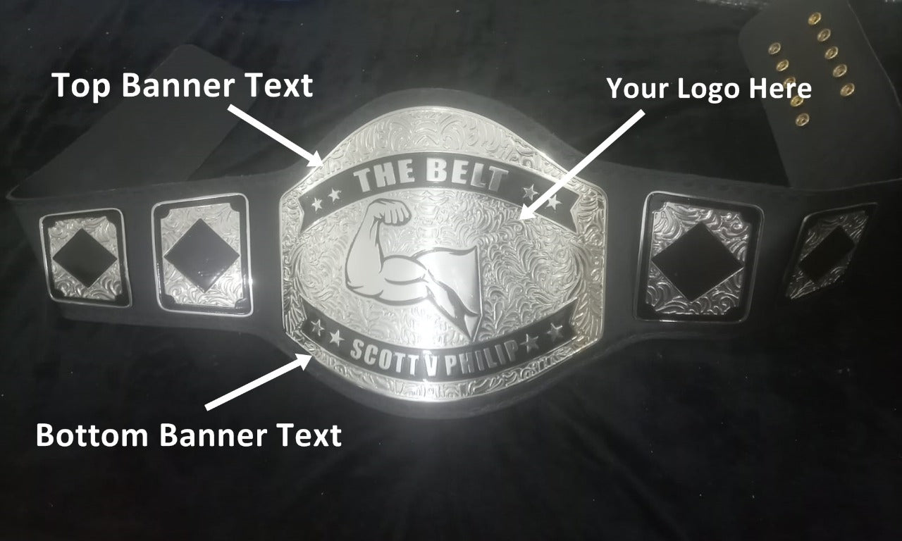 Custom Name and Punching Bicep Arm Logo Wrestling Championship Belt - Customize Wrestling Belts