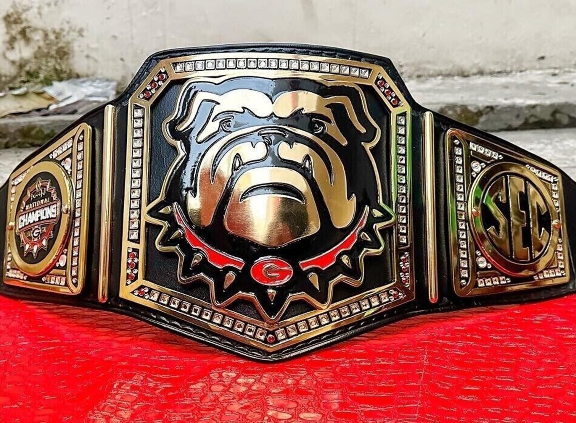Georgia Bulldog National Customized Championship Title Belt - Customize Wrestling Belts Wrestling Customize BeltCustomize Wrestling BeltBlack2mm BrassGeorgia Bulldog National Customized Championship Title Belt - Customize Wrestling BeltsWrestling Customize BeltCustomize Wrestling Belt