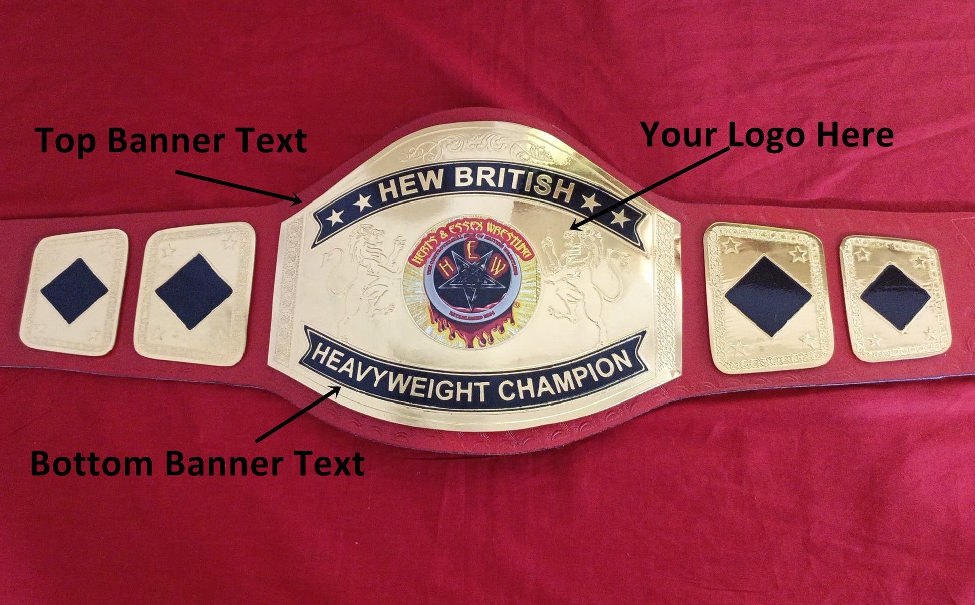 Custom HEW British Wrestling Championship Belt - Customize Wrestling Belts Wrestling Customize Beltposhleathers - 14b7Black2mm BrassCustom Name and Bloody Star Logo Wrestling Championship Belt - Customize Wrestling BeltsWrestling Customize Beltposhleathers - 14b7