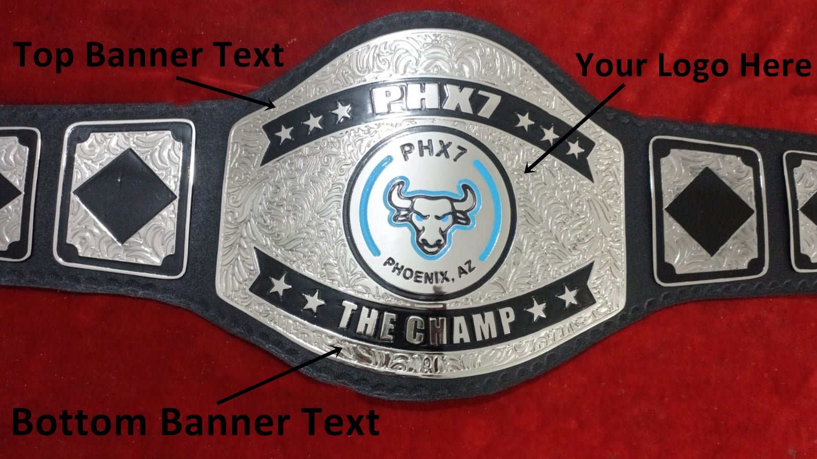 Custom Bull Head Wrestling Championship Belt - Customize Wrestling Belts Wrestling Customize Beltposhleathers - 14b7Black2mm BrassCustom Name and Bull Head Logo Wrestling Championship Belt - Customize Wrestling BeltsWrestling Customize Beltposhleathers - 14b7