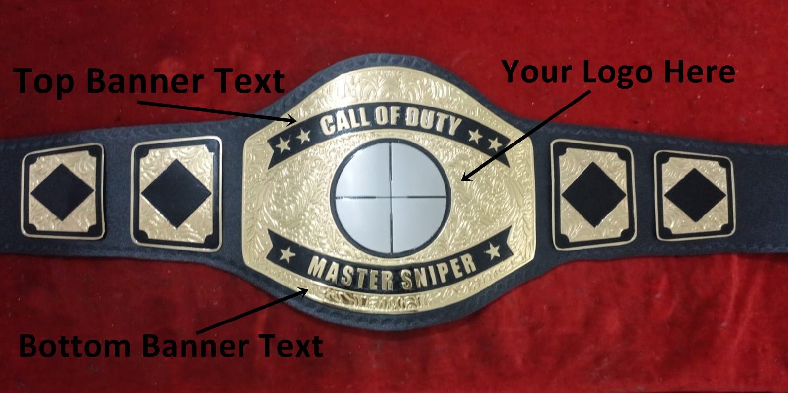 Custom Call Of Duty Wrestling Championship Belt - Customize Wrestling Belts Wrestling Customize Beltposhleathers - 14b7Black2mm BrassDesign 5Custom Name and Snipper Gun Mark Logo Wrestling Championship Belt - Customize Wrestling BeltsWrestling Customize Beltposhleathers - 14b7