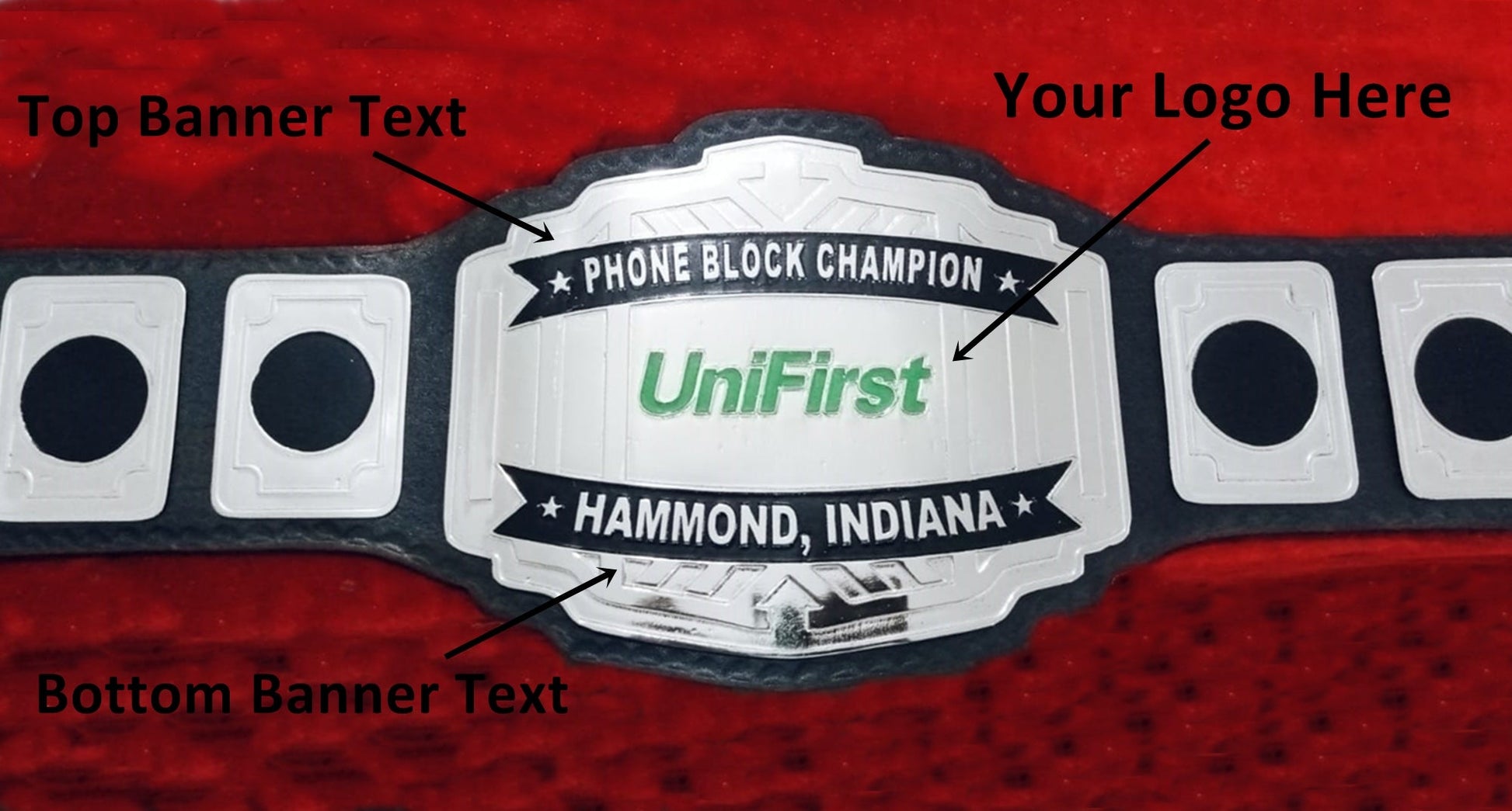 Custom UniFirst Logo Wrestling Championship Belt - Customize Wrestling Belts Wrestling Customize Beltposhleathers - 14b7Black2mm BrassCustom UniFirst Logo Wrestling Championship Belt - Customize Wrestling BeltsWrestling Customize Beltposhleathers - 14b7