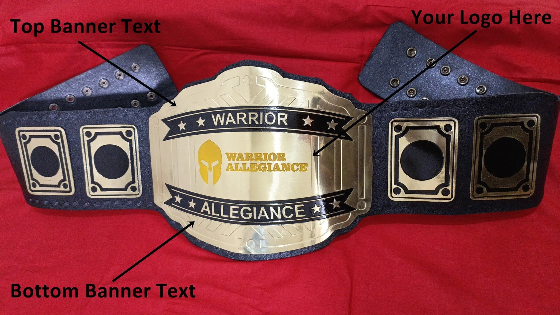 Custom Name and Warrior Allegiance Logo Wrestling Championship Belt - Customize Wrestling Belts Wrestling Customize Beltposhleathers - 14b7Black2mm BrassCustom Name and Warrior Allegiance Logo Wrestling Championship Belt - Customize Wrestling BeltsWrestling Customize Beltposhleathers - 14b7