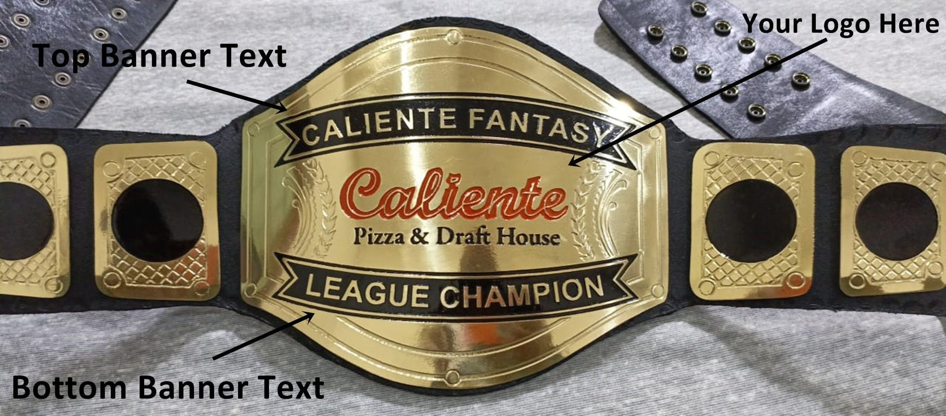 Custom Name and Caliente Logo Wrestling Championship Belt - Customize Wrestling Belts Wrestling Customize Beltposhleathers - 14b7Black2mm BrassCustom Name and Caliente Logo Wrestling Championship Belt - Customize Wrestling BeltsWrestling Customize Beltposhleathers - 14b7