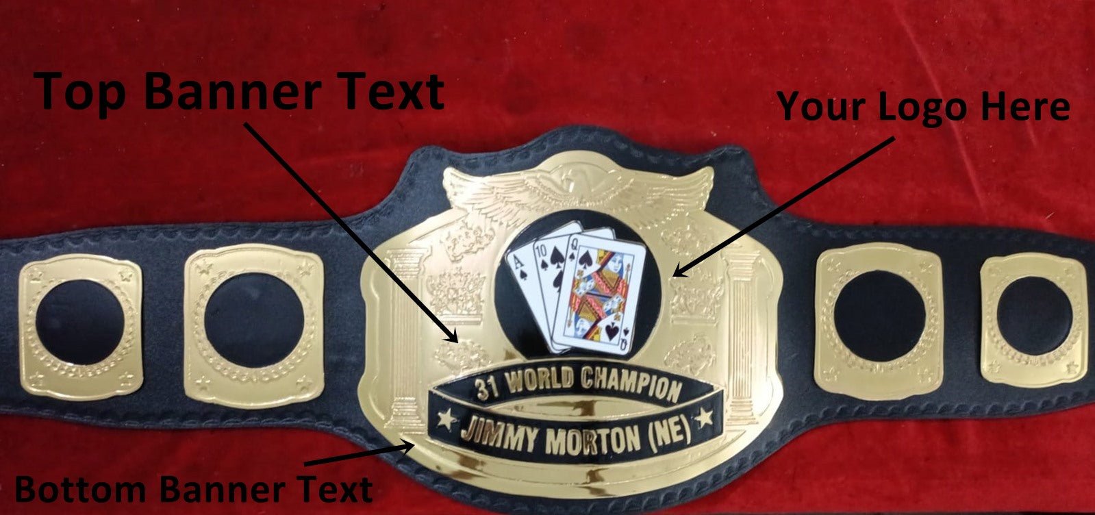 Custom Deck Of Cards Wrestling Championship Belt - Customize Wrestling Belts Wrestling Customize Beltposhleathers - 14b7Black2mm BrassDesign 5Custom Name and Card Queen Logo Wrestling Championship Belt - Customize Wrestling BeltsWrestling Customize Beltposhleathers - 14b7