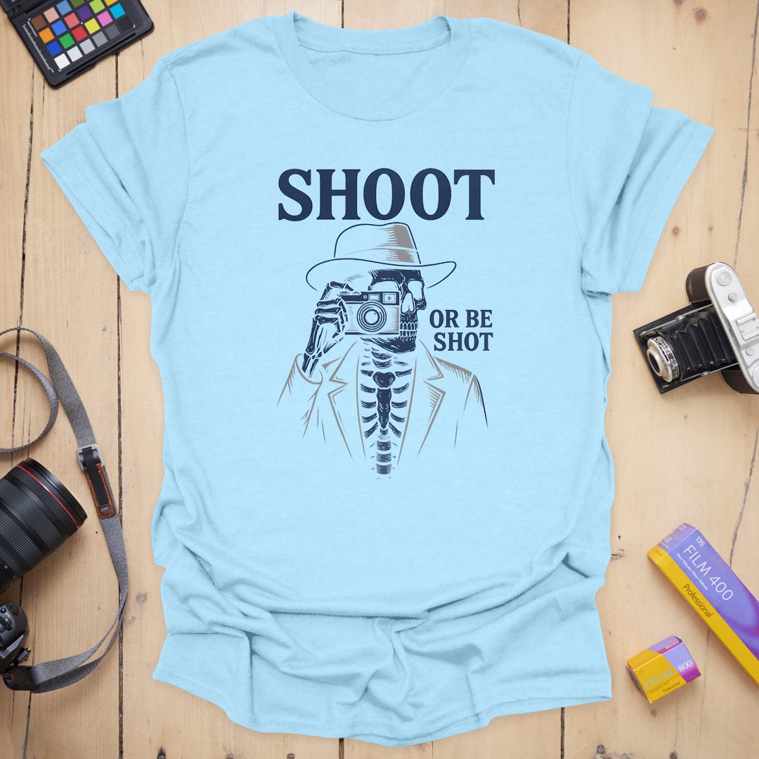 T-Shirt With Noir Skeleton Photographer Graphic