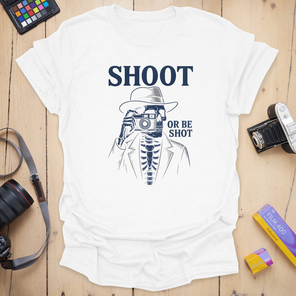 T-Shirt With Noir Skeleton Photographer Graphic