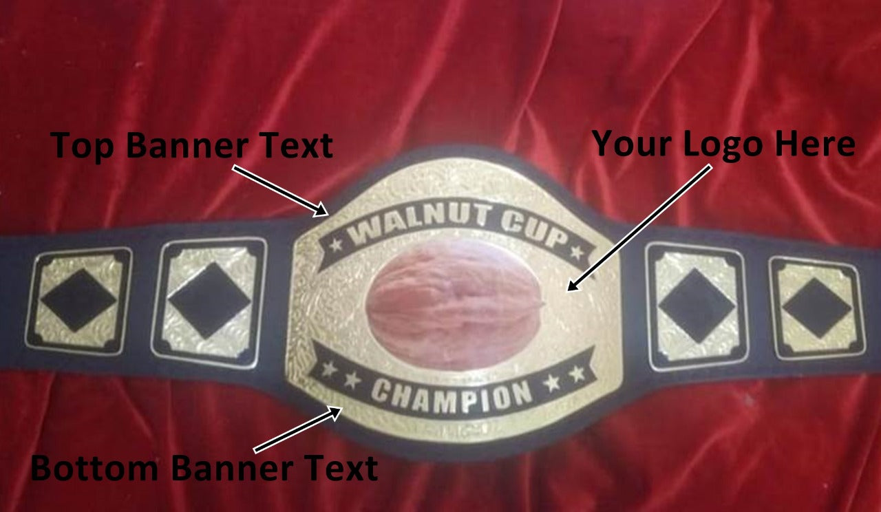 Custom Name and Walnut Logo Wrestling Championship Belt - Customize Wrestling Belts