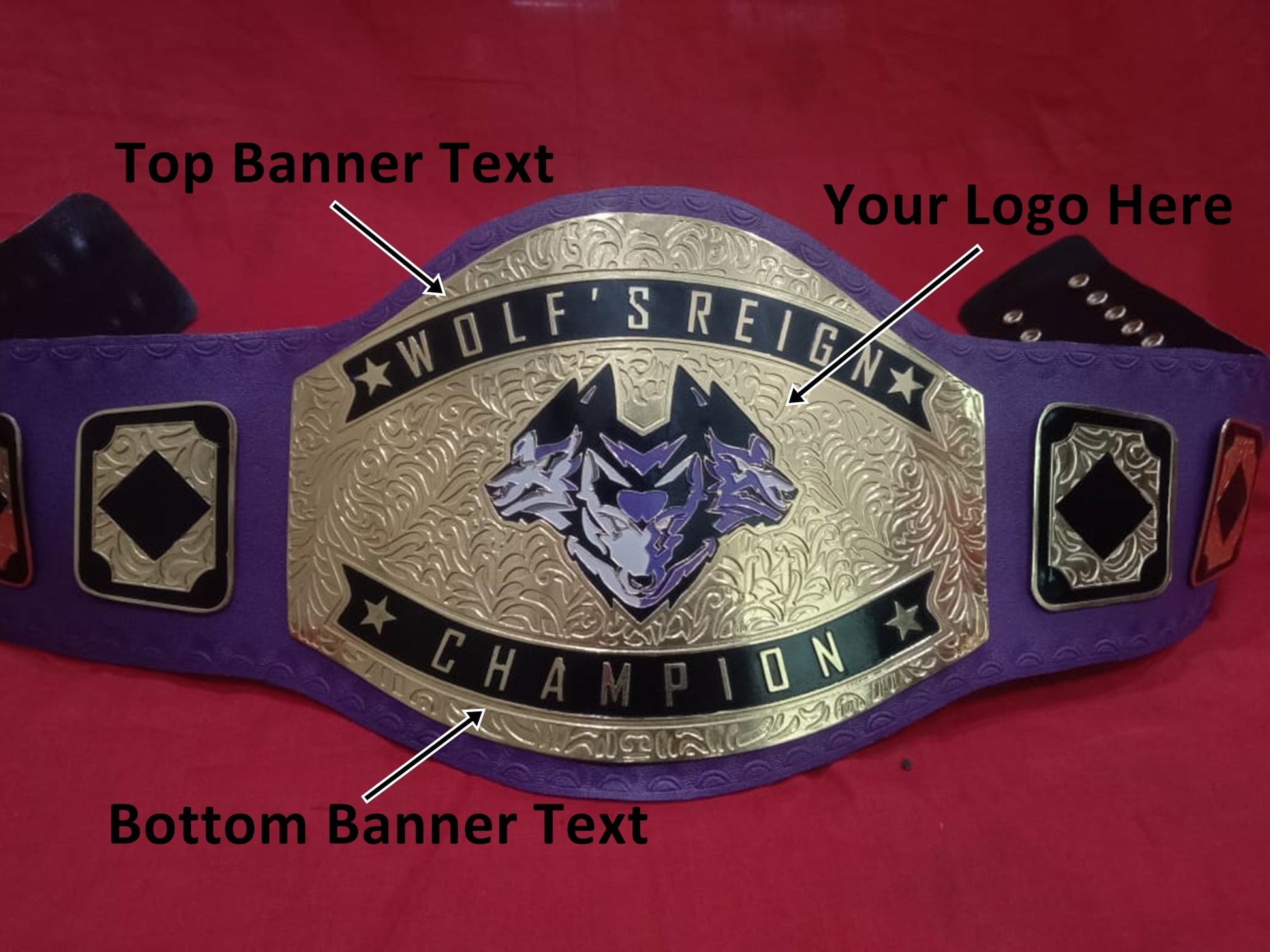 Custom Name and Wolf Logo Wrestling Championship Belt - Customize Wrestling Belts Wrestling Customize Beltposhleathers - 14b7Black2mm BrassCustom Name and Wolf Logo Wrestling Championship Belt - Customize Wrestling BeltsWrestling Customize Beltposhleathers - 14b7