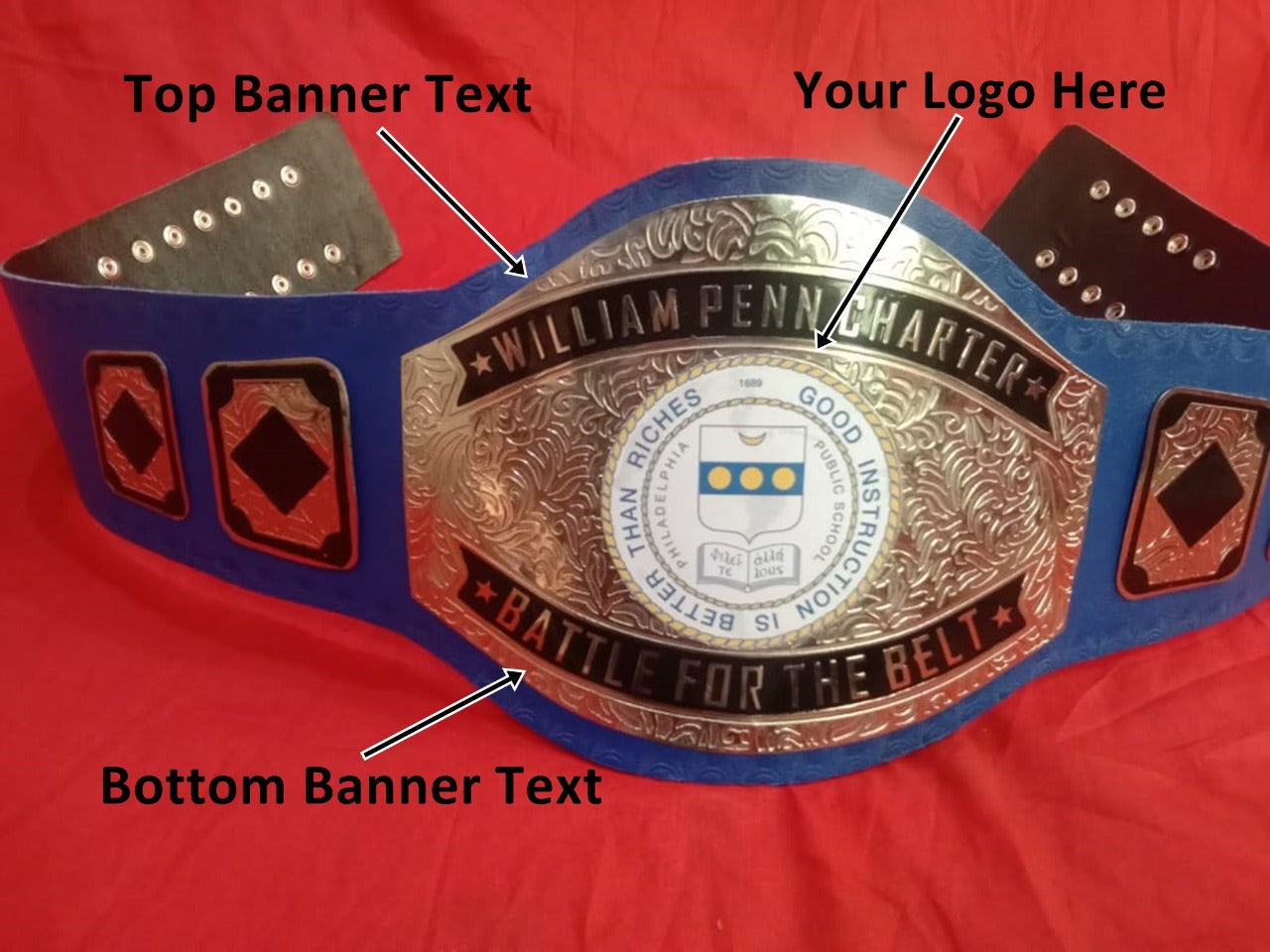 Custom Name and School Logo Wrestling Championship Belt - Customize Wrestling Belts