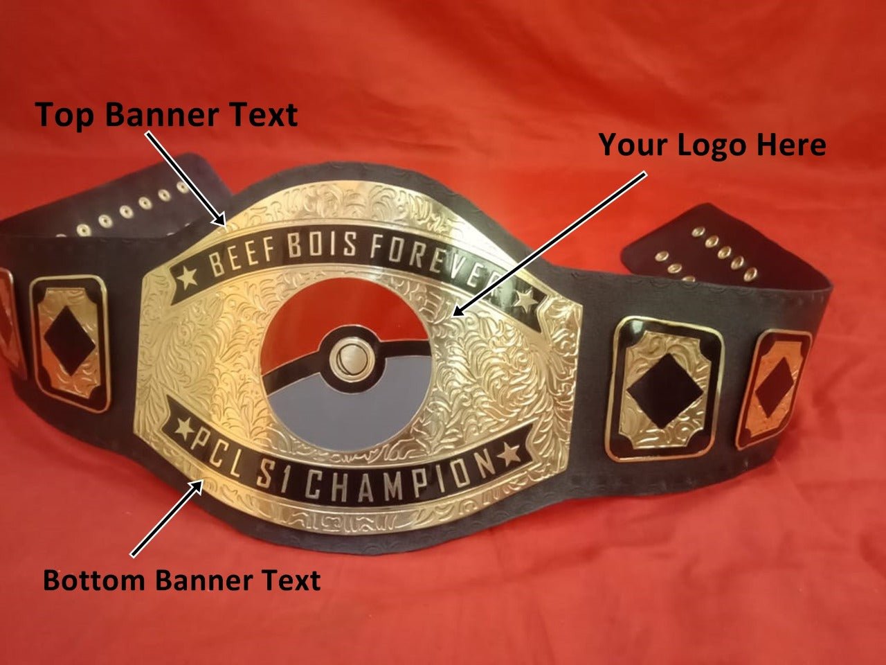 Custom Pokémon Ball Wrestling Championship Belt - Customize Wrestling Belts Wrestling Customize Beltposhleathers - 14b7Black2mm BrassCustom Pokémon Ball Logo Wrestling Championship Belt - Customize Wrestling BeltsWrestling Customize Beltposhleathers - 14b7