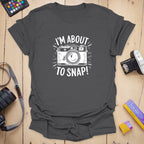 T-Shirt With Vintage Camera And “About To Snap” Design