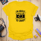T-Shirt With Vintage Camera And “About To Snap” Design