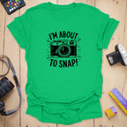 T-Shirt With Vintage Camera And “About To Snap” Design