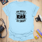 T-Shirt With Vintage Camera And “About To Snap” Design