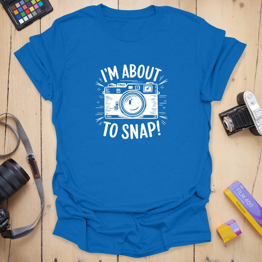 T-Shirt With Vintage Camera And “About To Snap” Design