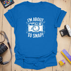 T-Shirt With Vintage Camera And “About To Snap” Design