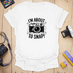 T-Shirt With Vintage Camera And “About To Snap” Design