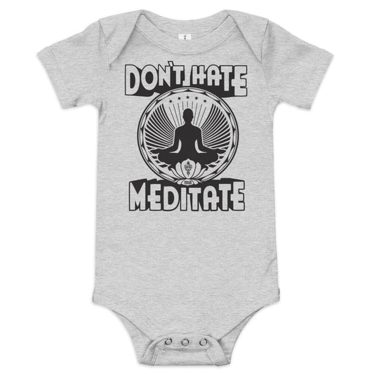 Baby Don't Hate Meditate Cool Extra Soft One Piece | Retro Cute Yogi Romper | Solid Threads