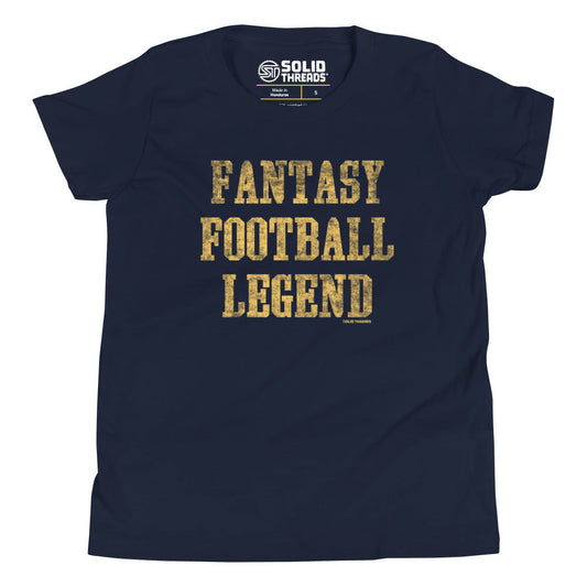 Youth Fantasy Football Legend Extra Soft T-Shirt | Funny Sports Kids Tee | Solid Threads