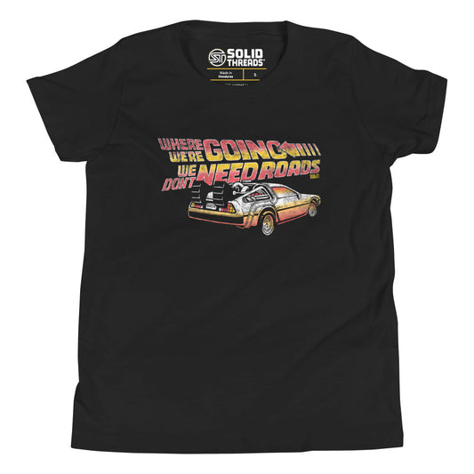 Youth Don't Need Roads Cool Extra Soft T-Shirt | Retro 80s Movie Kids Tee | Solid Threads