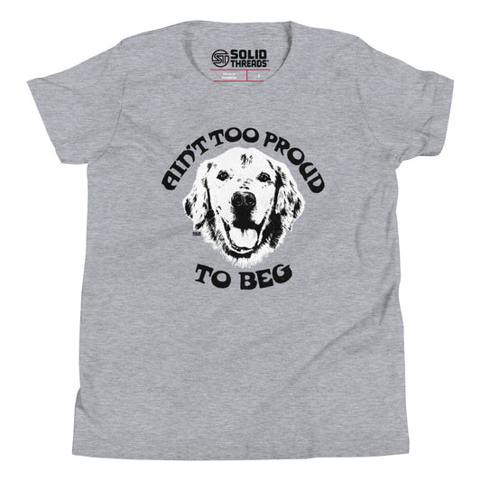Youth Proud To Beg Retro Extra Soft T-Shirt | Funny Animal Lover Kids Tee | Solid Threads