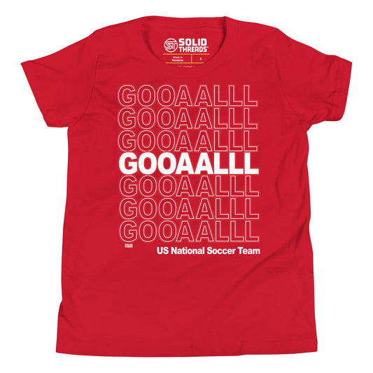Youth Gooaalll Futbol Life Cool Extra Soft T-Shirt | Retro Soccer Kids Tee | Solid Threads