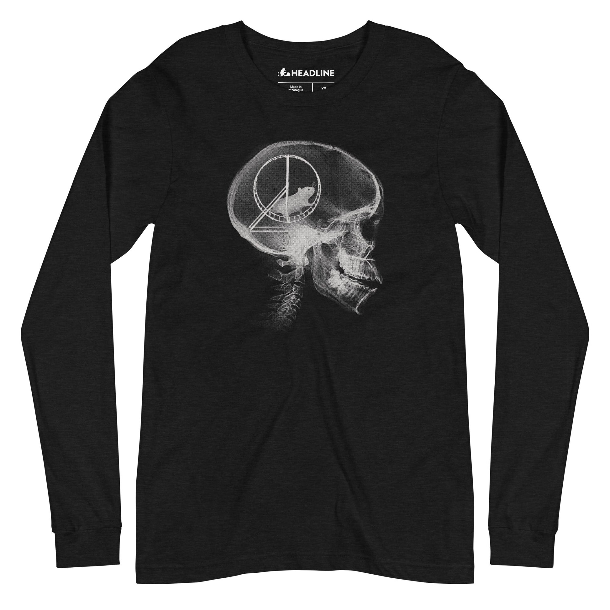 Hamster Head Scan Funny Cerebral Graphic Long Sleeve Tee | Designer X Ray Wheel Tee | Solid Threads
