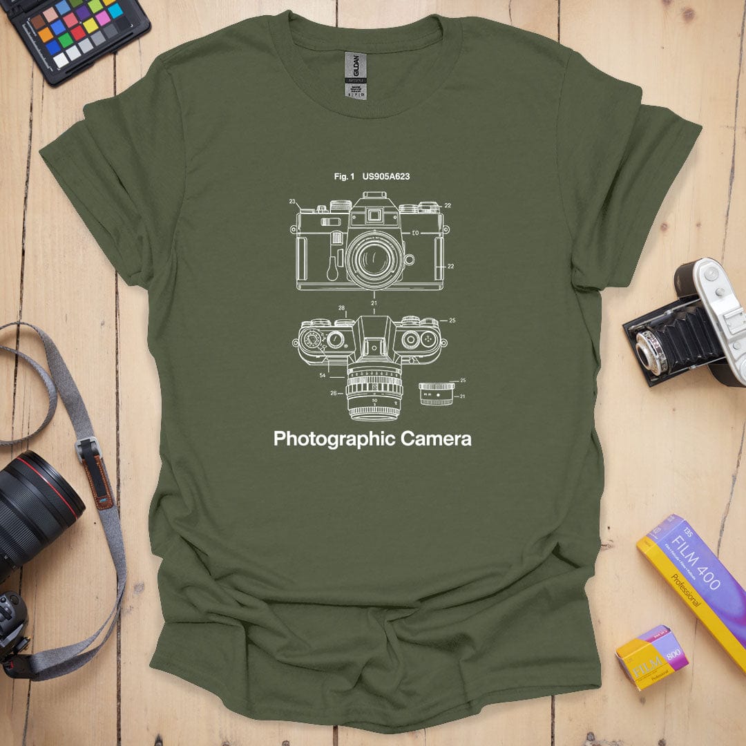 T-Shirt With Camera Patent Blueprint Design