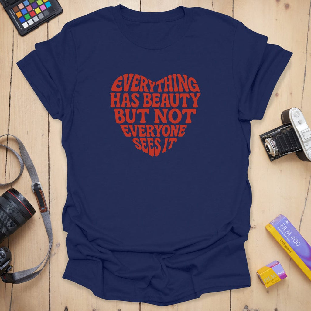 T-Shirt With Retro Heart-Shaped Beauty Message
