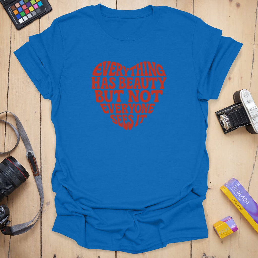 T-Shirt With Retro Heart-Shaped Beauty Message