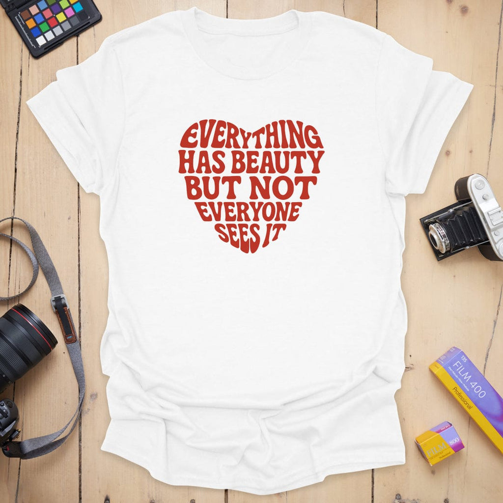 T-Shirt With Retro Heart-Shaped Beauty Message